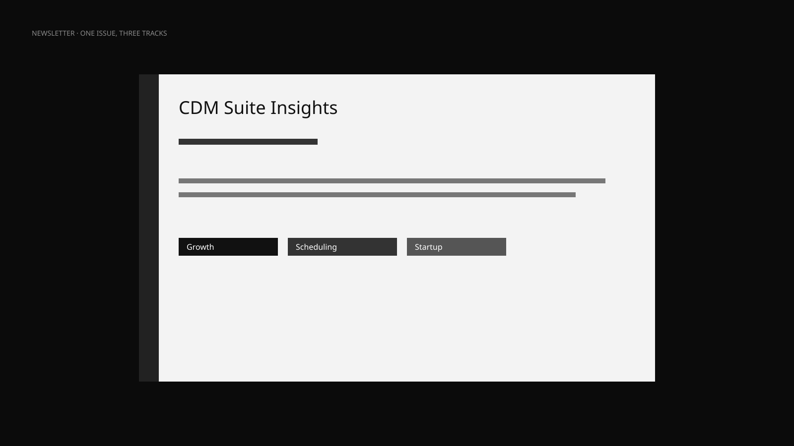 One issue with three reader tracks: growth, scheduling, and startup