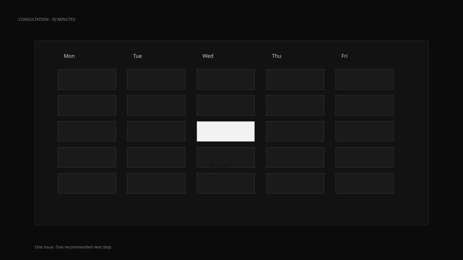 A 30-minute calendar block on a weekly grid