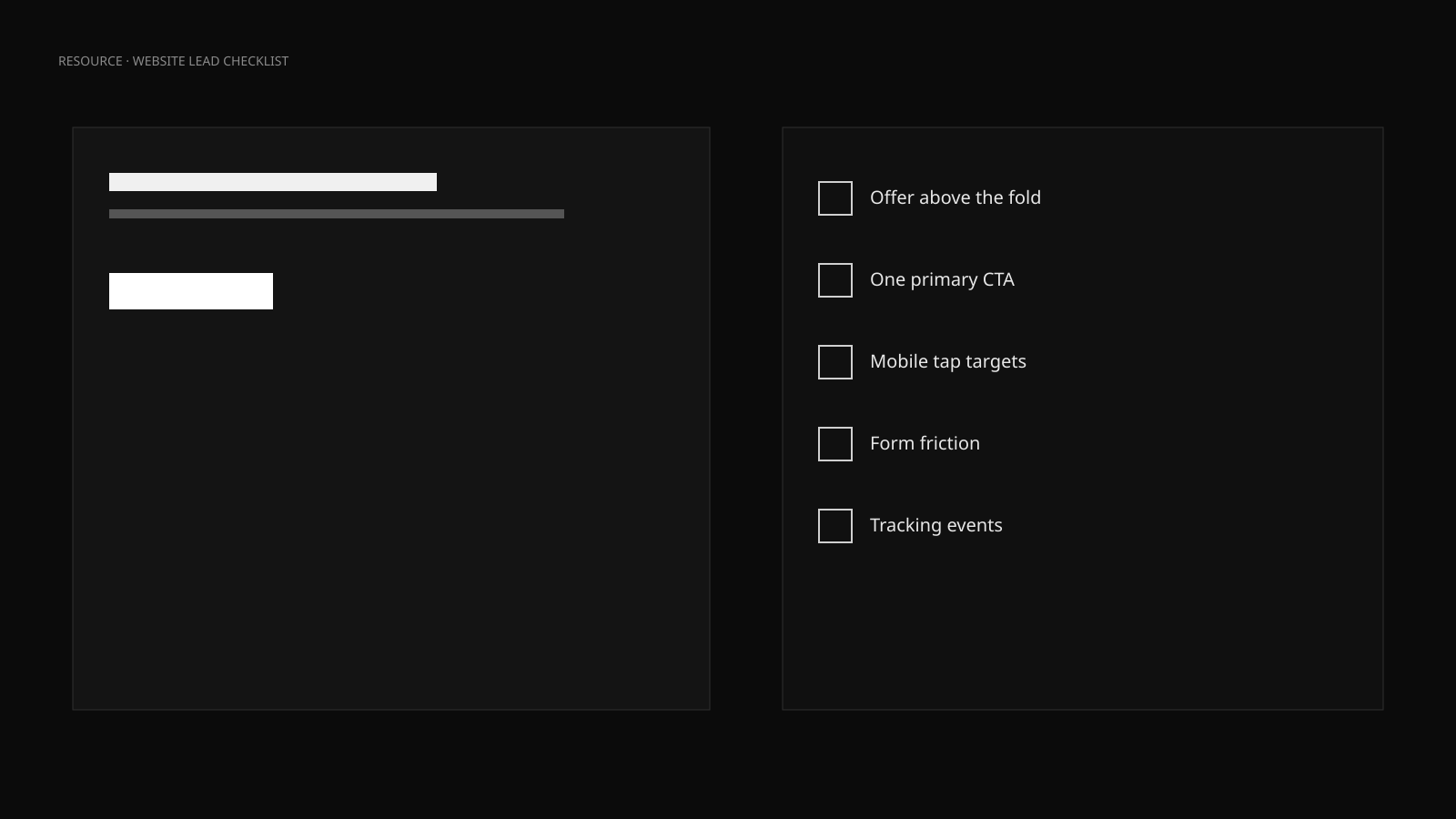 A 25-point checklist over a homepage wireframe